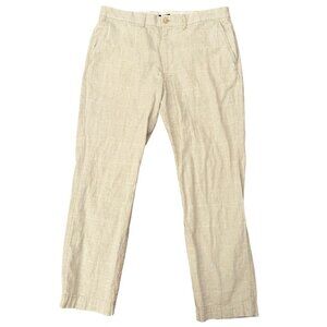 J.Crew Pants Mens Size 33x30 (Fits 33x28) Straight Fit Linen Blend Plaid Beige